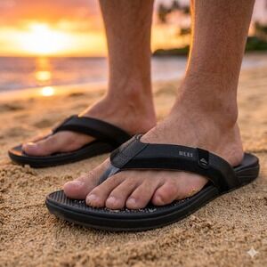 Reef Cushion Spring 2.0 Sandals Mens 13 Black New CJ7809 Flip Flops Thong